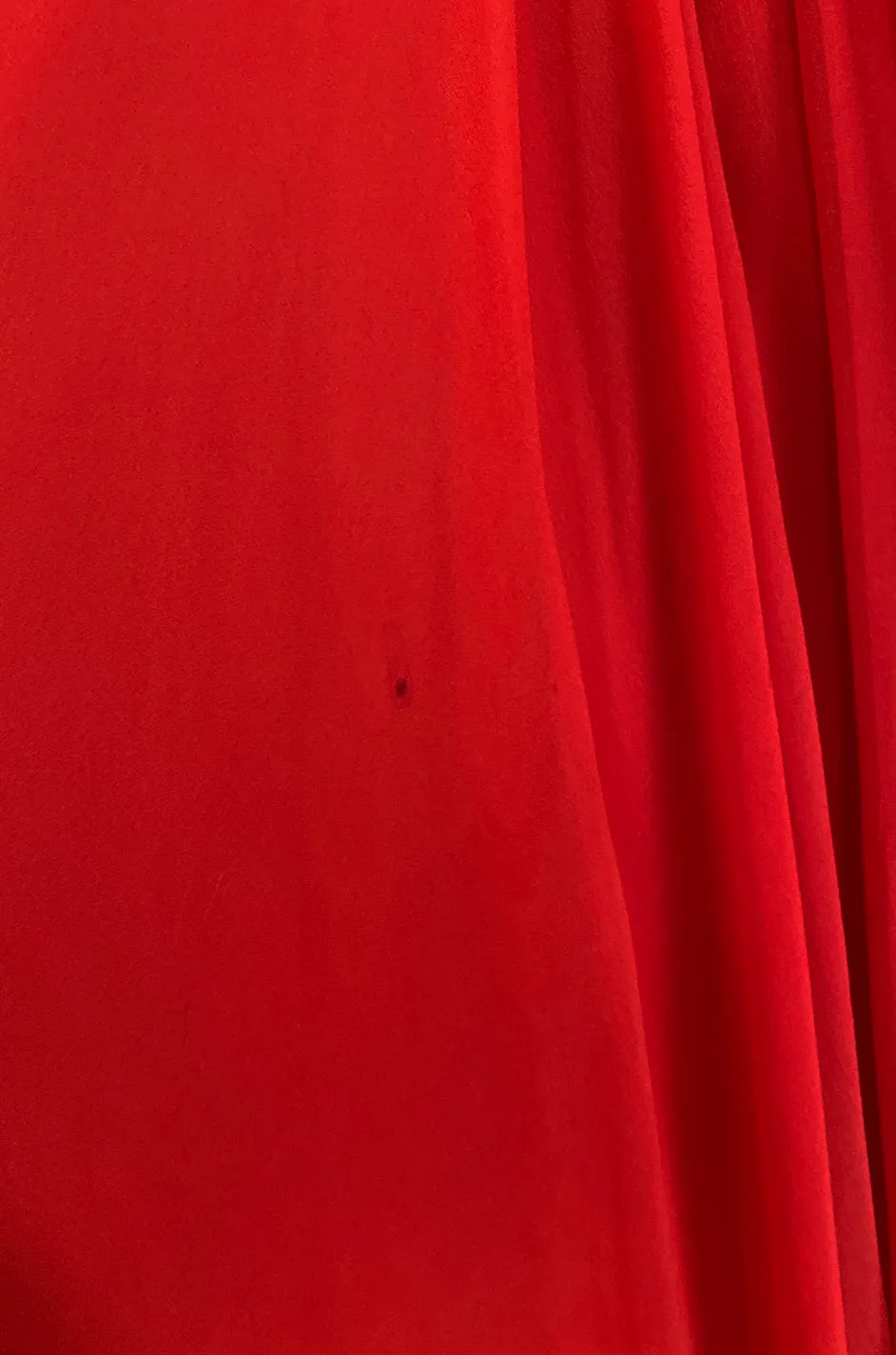 1960s Unlabeled Red Silk Chiffon & Sequin Dress w Matching Cape