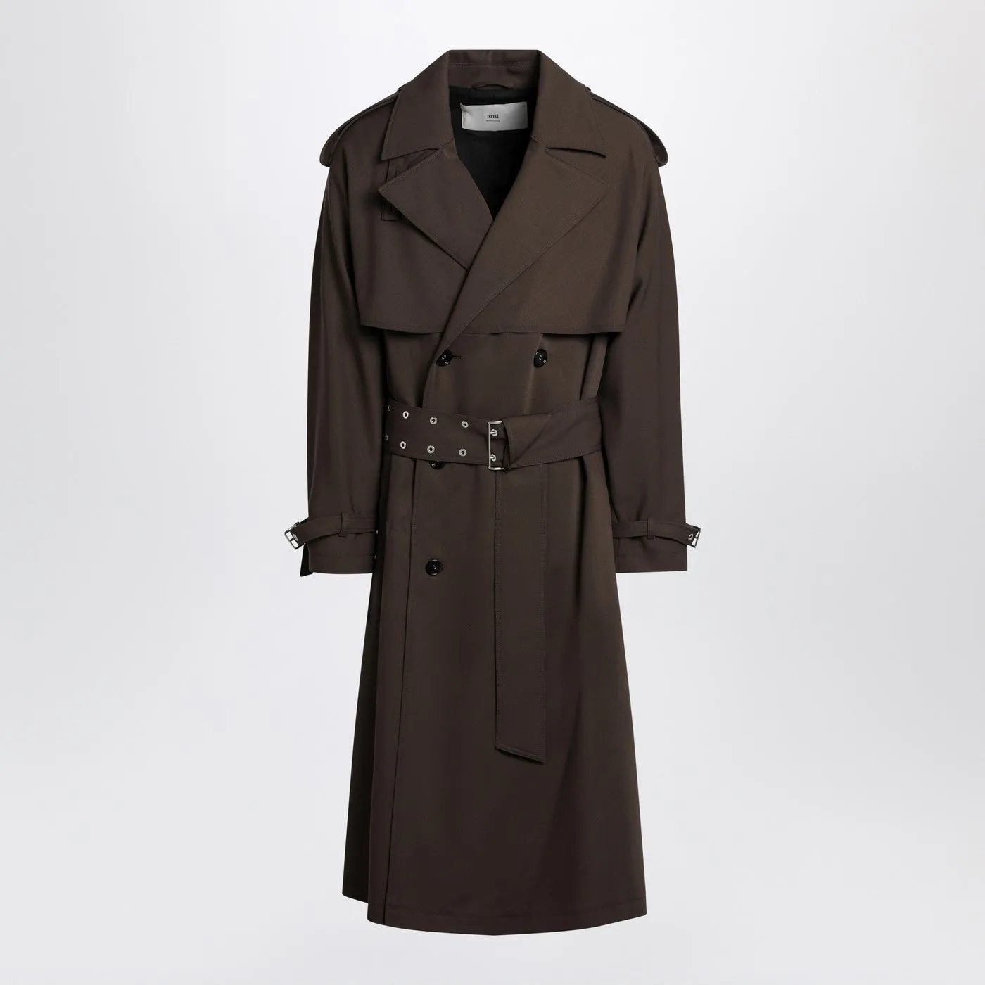 Ami Paris dubbelbröst Olive Black Wool Trench