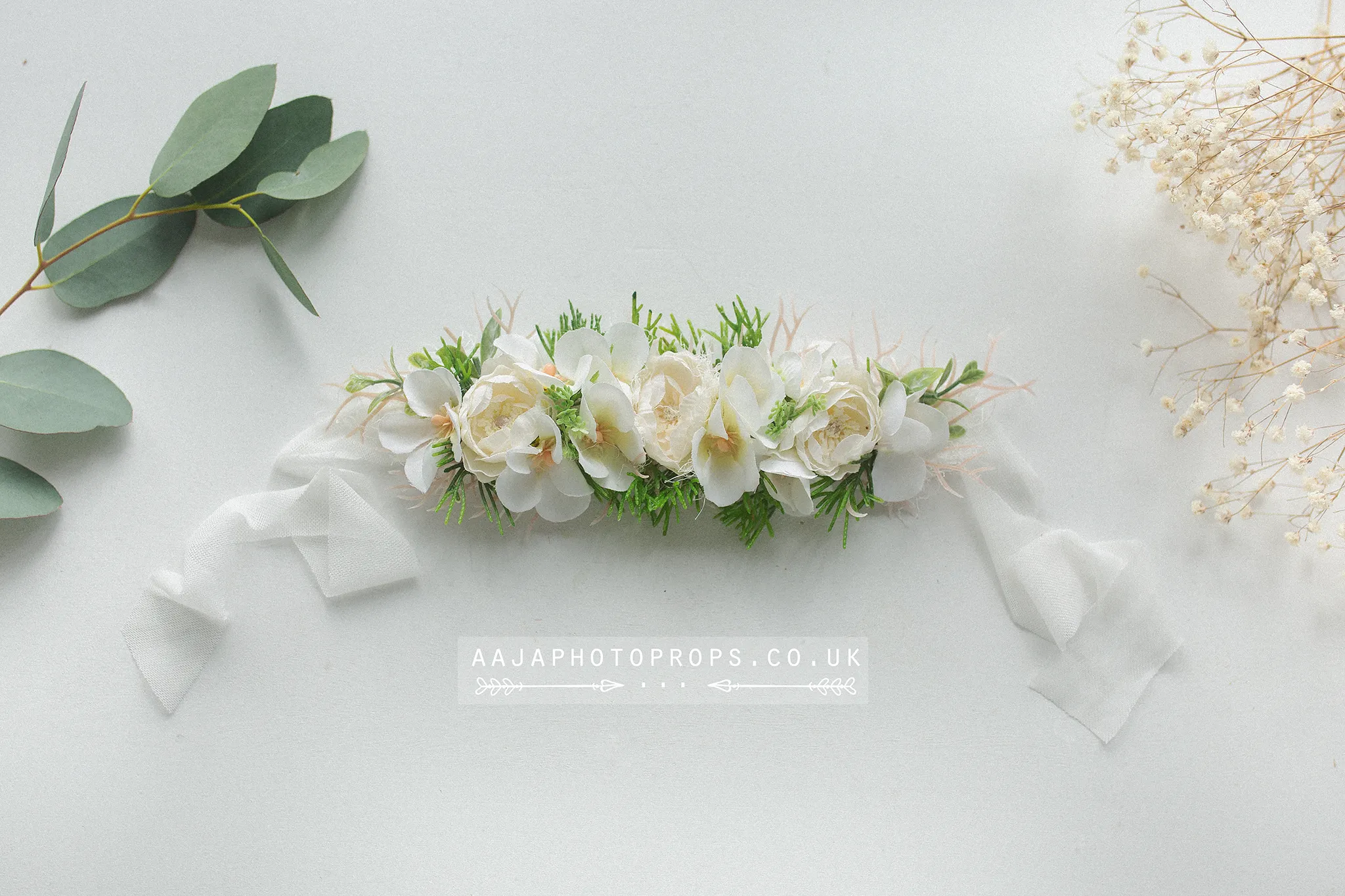 Baby newborn, sitter girl tieback flower, cream, off white, peony, RTS