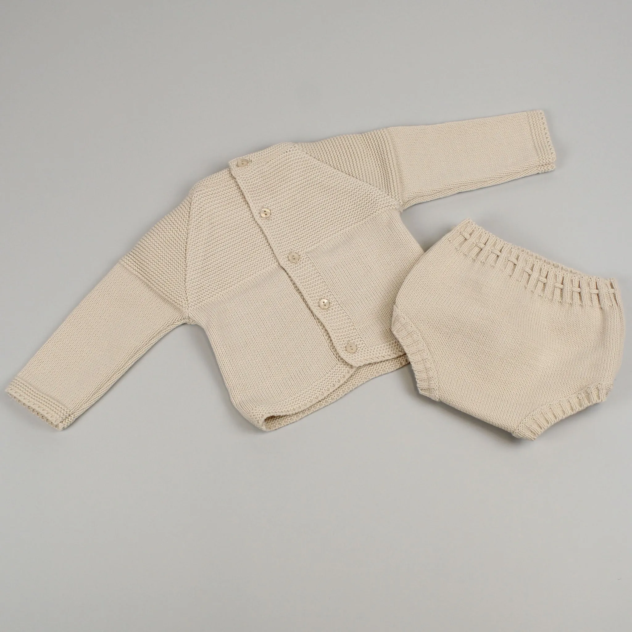 Baby Unisex Knitted Jumper & Jam Pants Outfit - Beige