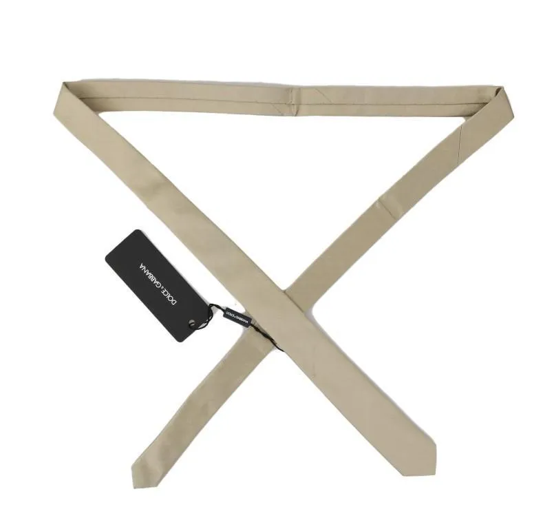Beige Silk Solid Slim Tie