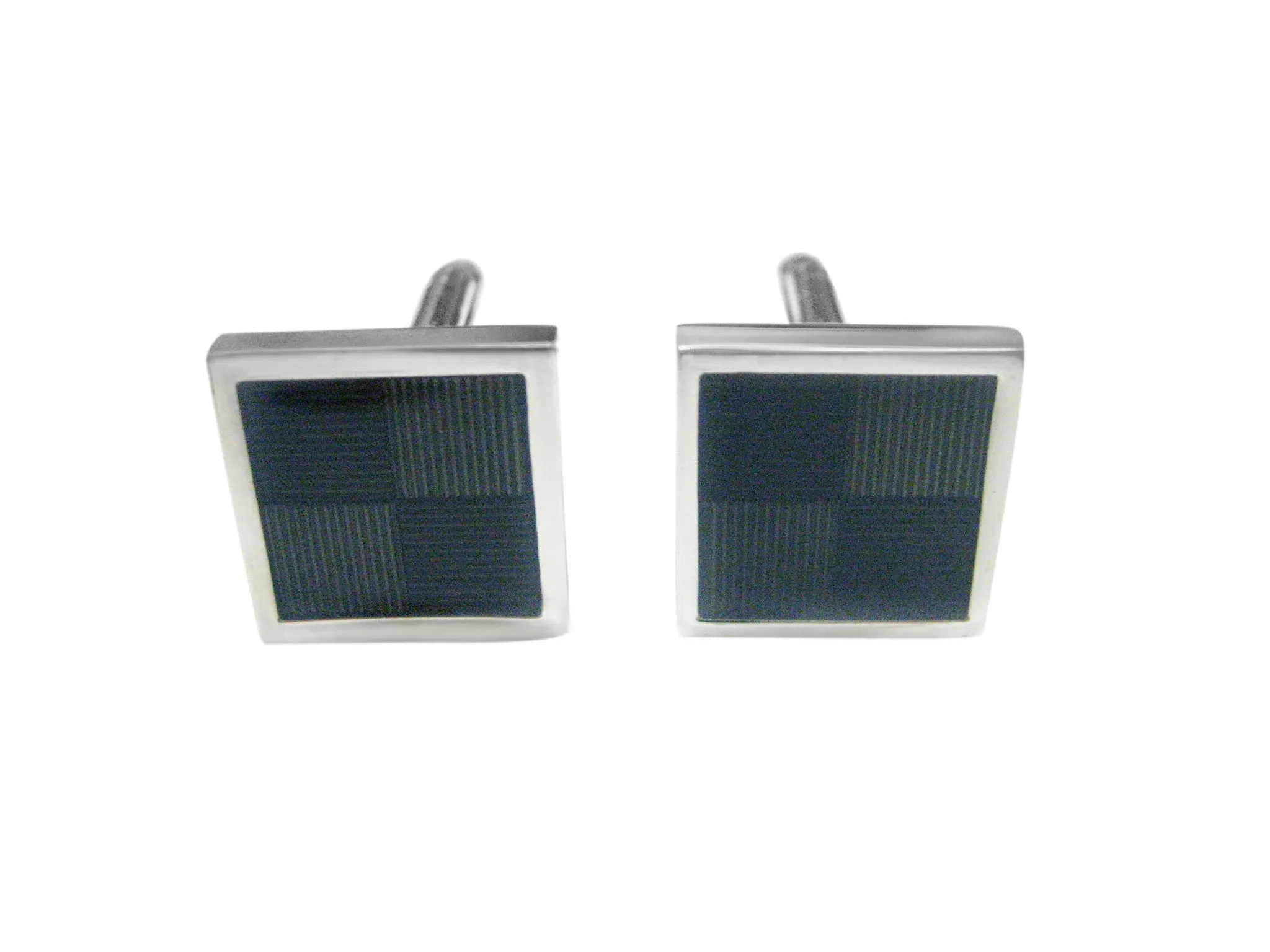 Black and Gray Geometric Design Cufflinks