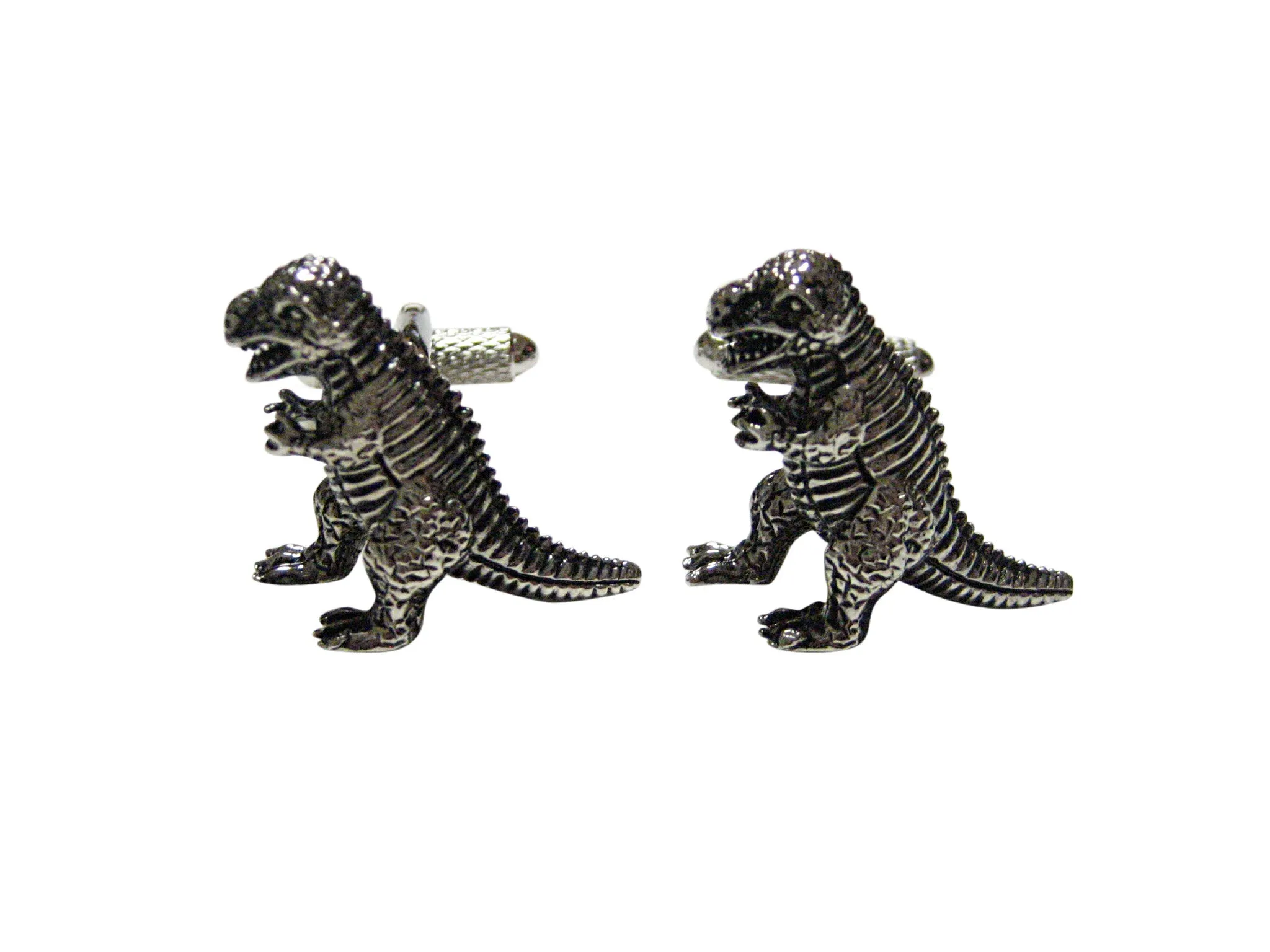 Black and Silver Toned T Rex Dinosaur Cufflinks