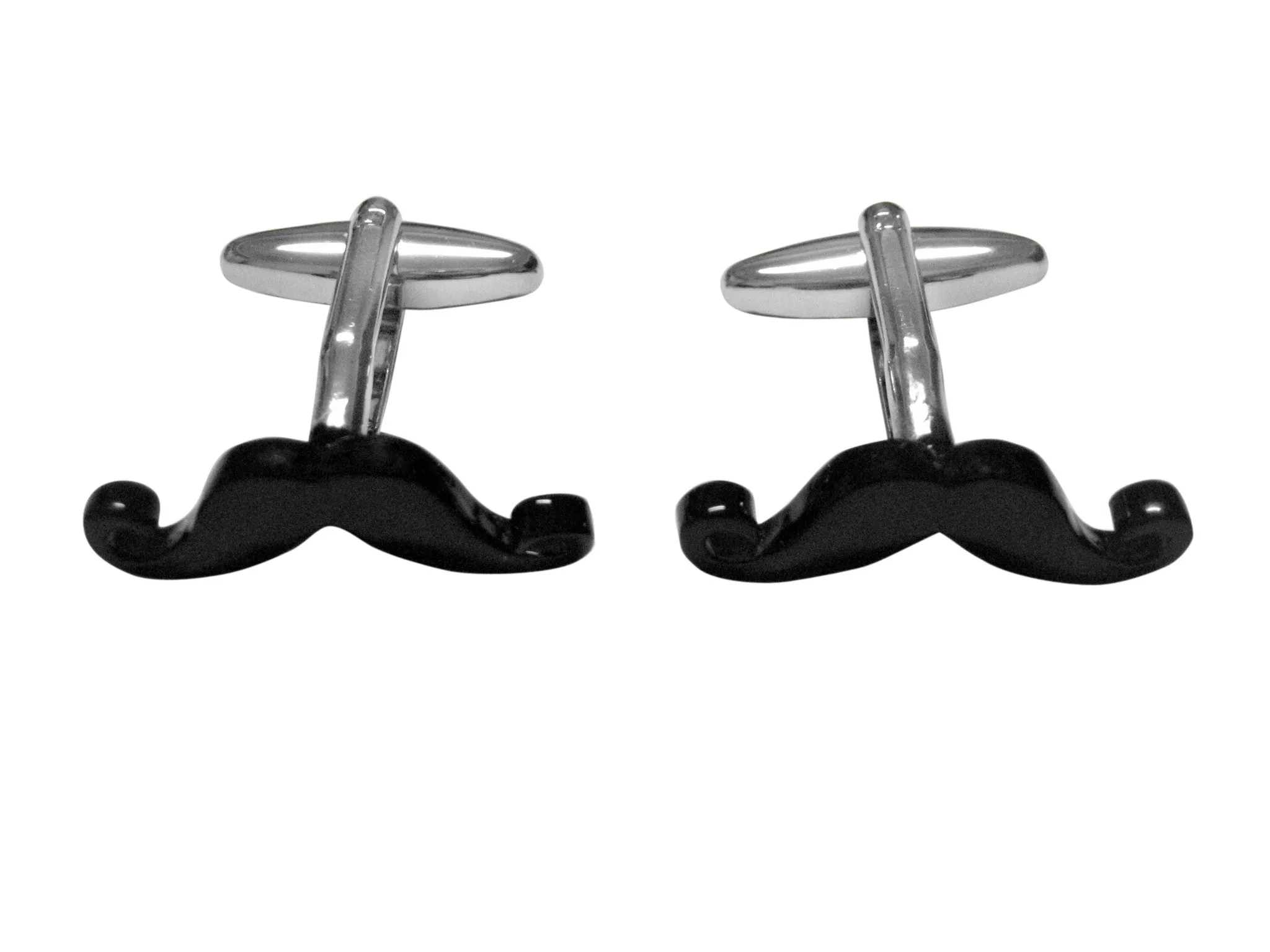 Black Curly Mustache Cufflinks