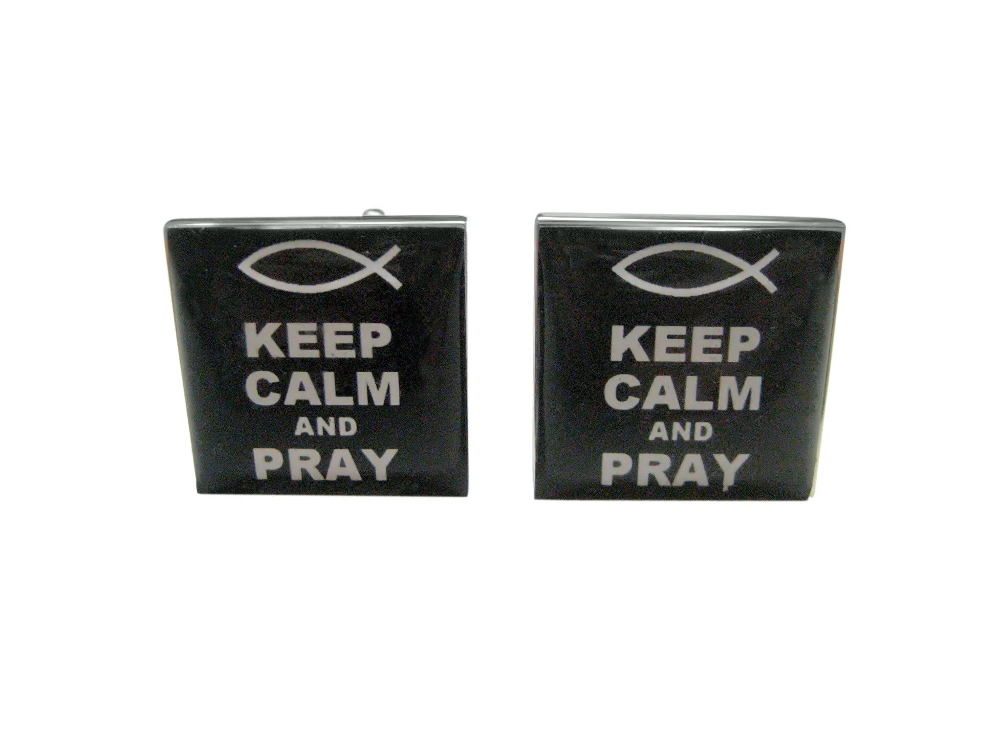 Black Keep Calm and Pray Cufflinks