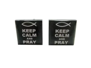 Black Keep Calm and Pray Cufflinks