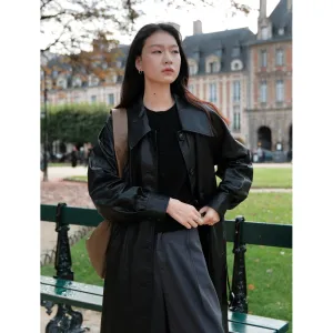 Black Leather Trench Coat