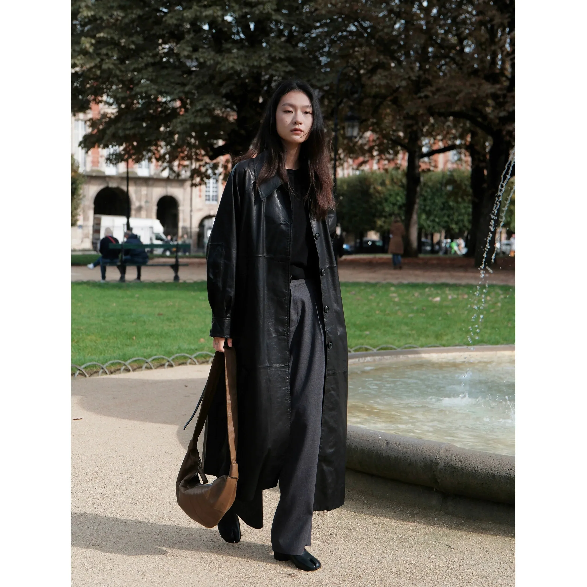 Black Leather Trench Coat