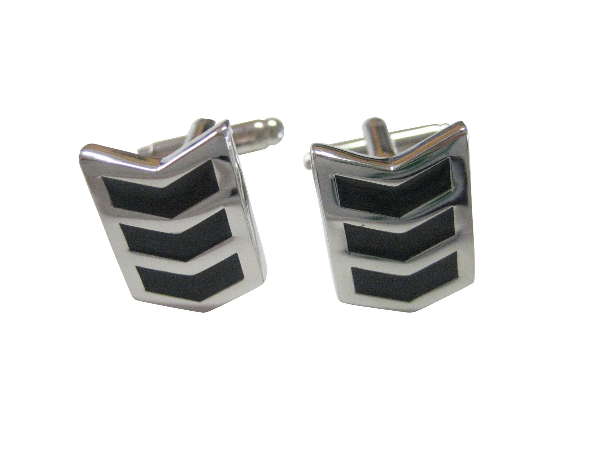 Black Stripe Chevron Cufflinks