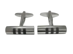 Black Stripped Cylinder Design Cufflinks