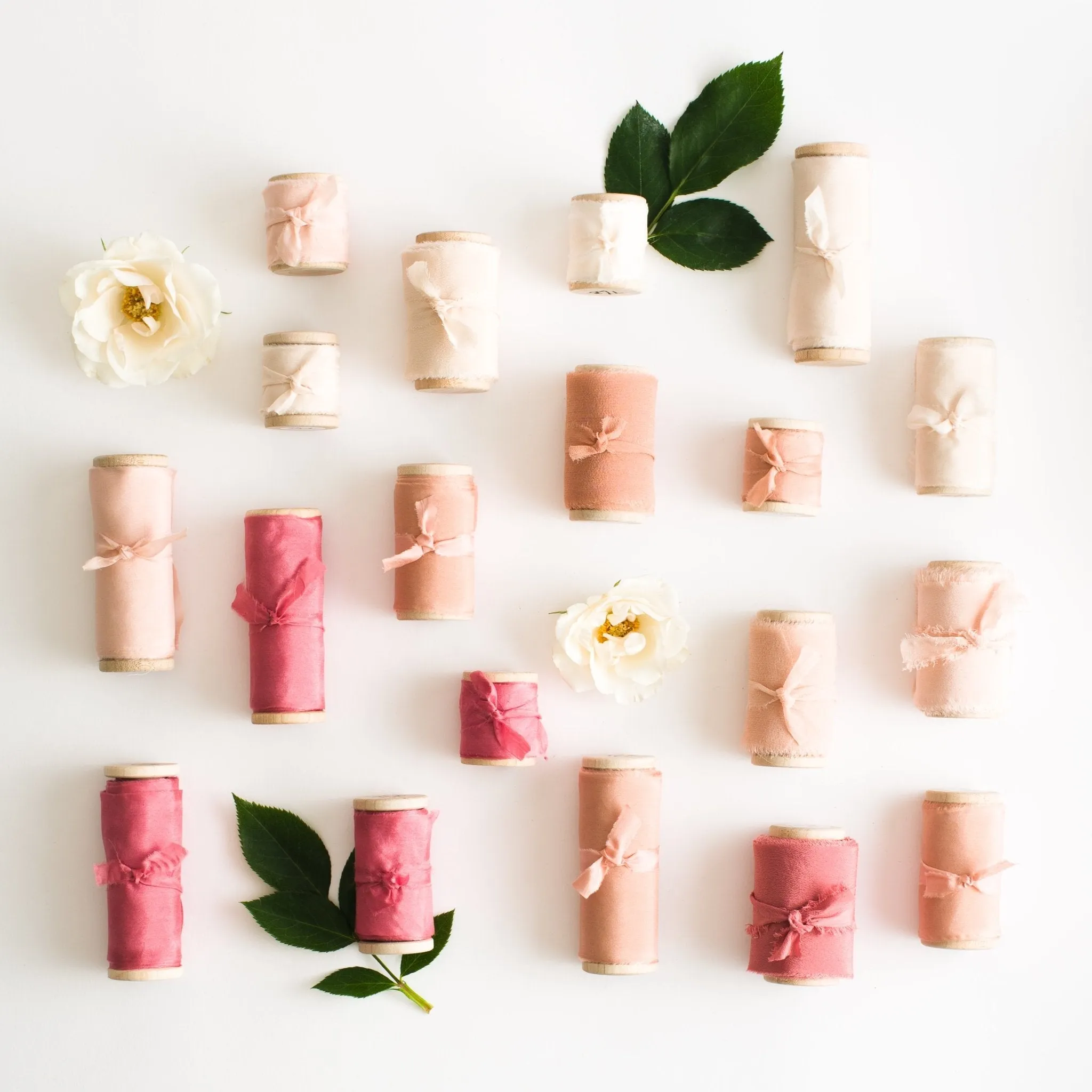 Blossom Pink Silk Ribbon in Crepe de Chine, Naturally Dyed *Sale