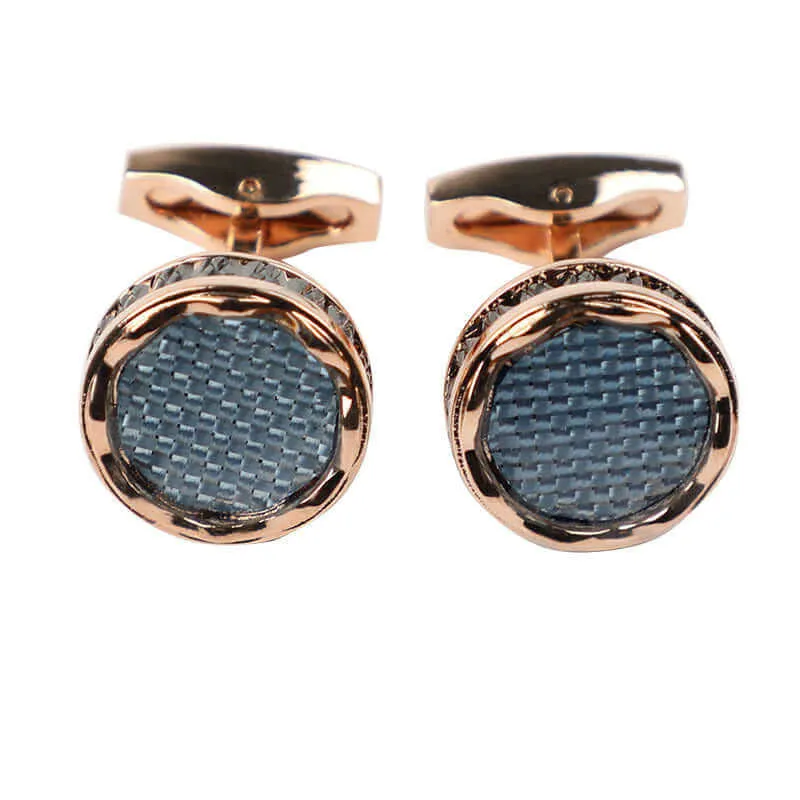 Blue Carbon Fiber Epoxy French Shirt Swank Cufflinks
