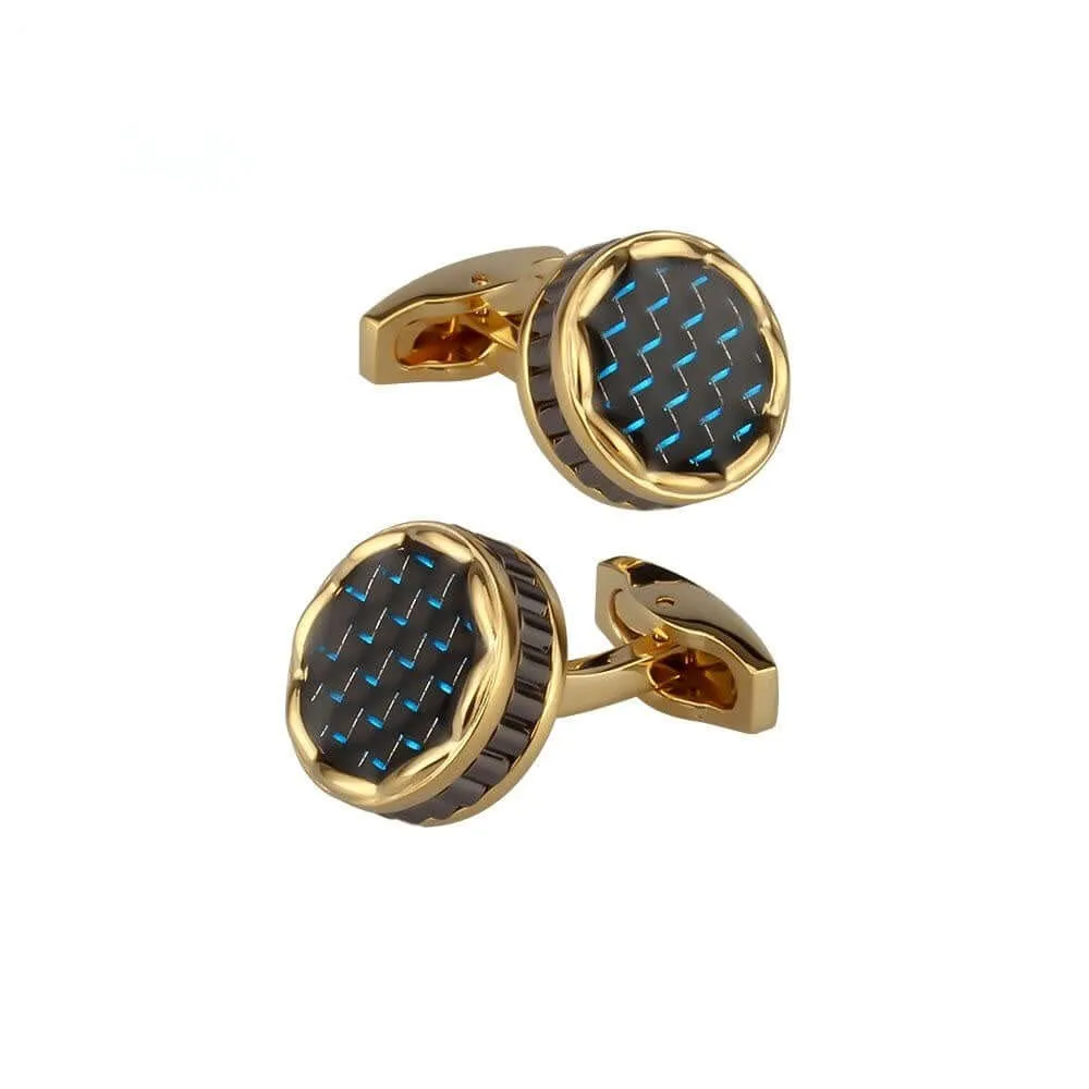 Blue Carbon Fiber Epoxy French Shirt Swank Cufflinks