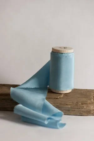 Blue Grotto Blue Silk Ribbon in Crepe de Chine *sale price