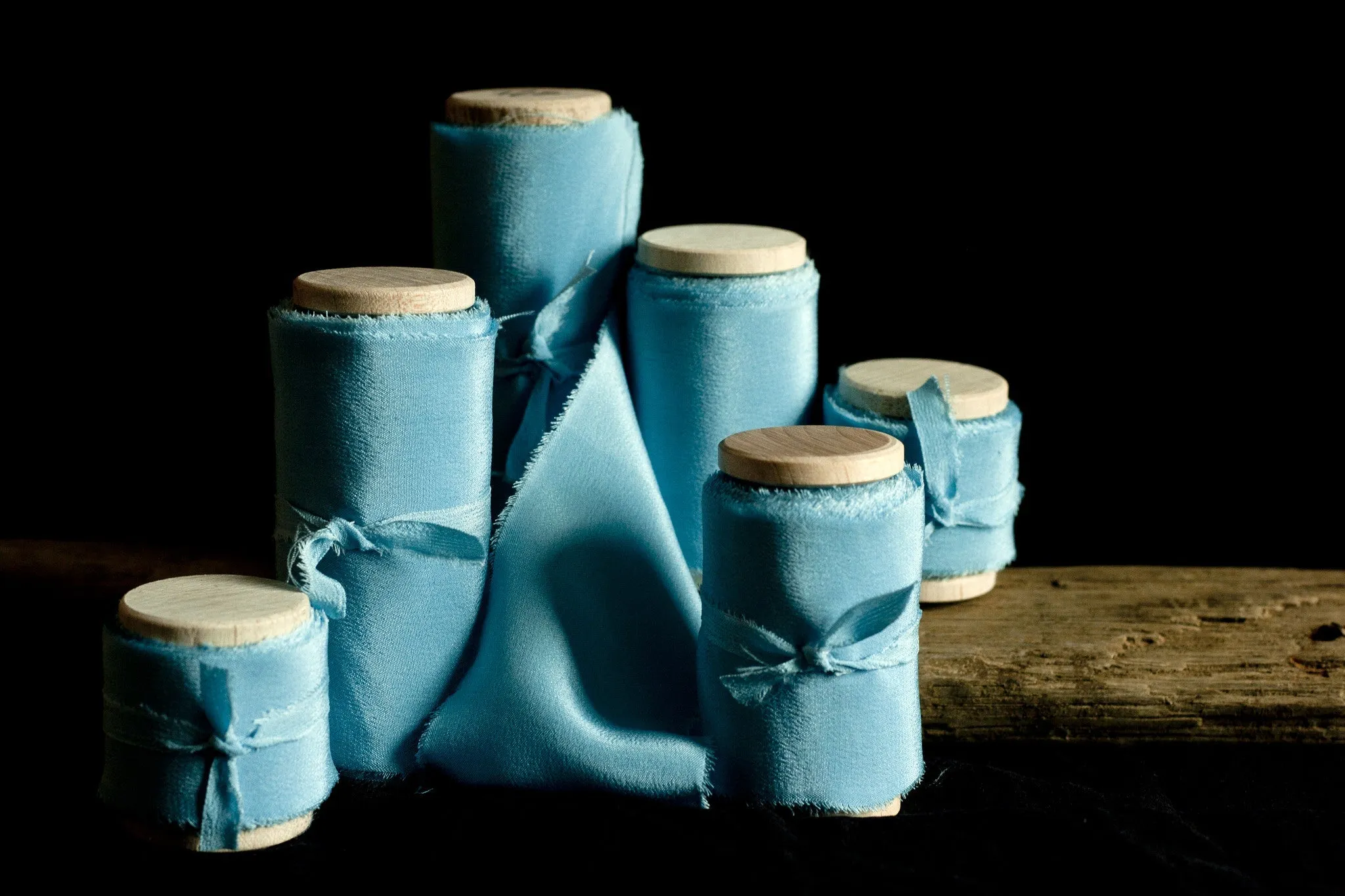 Blue Grotto Blue Silk Ribbon in Crepe de Chine *sale price