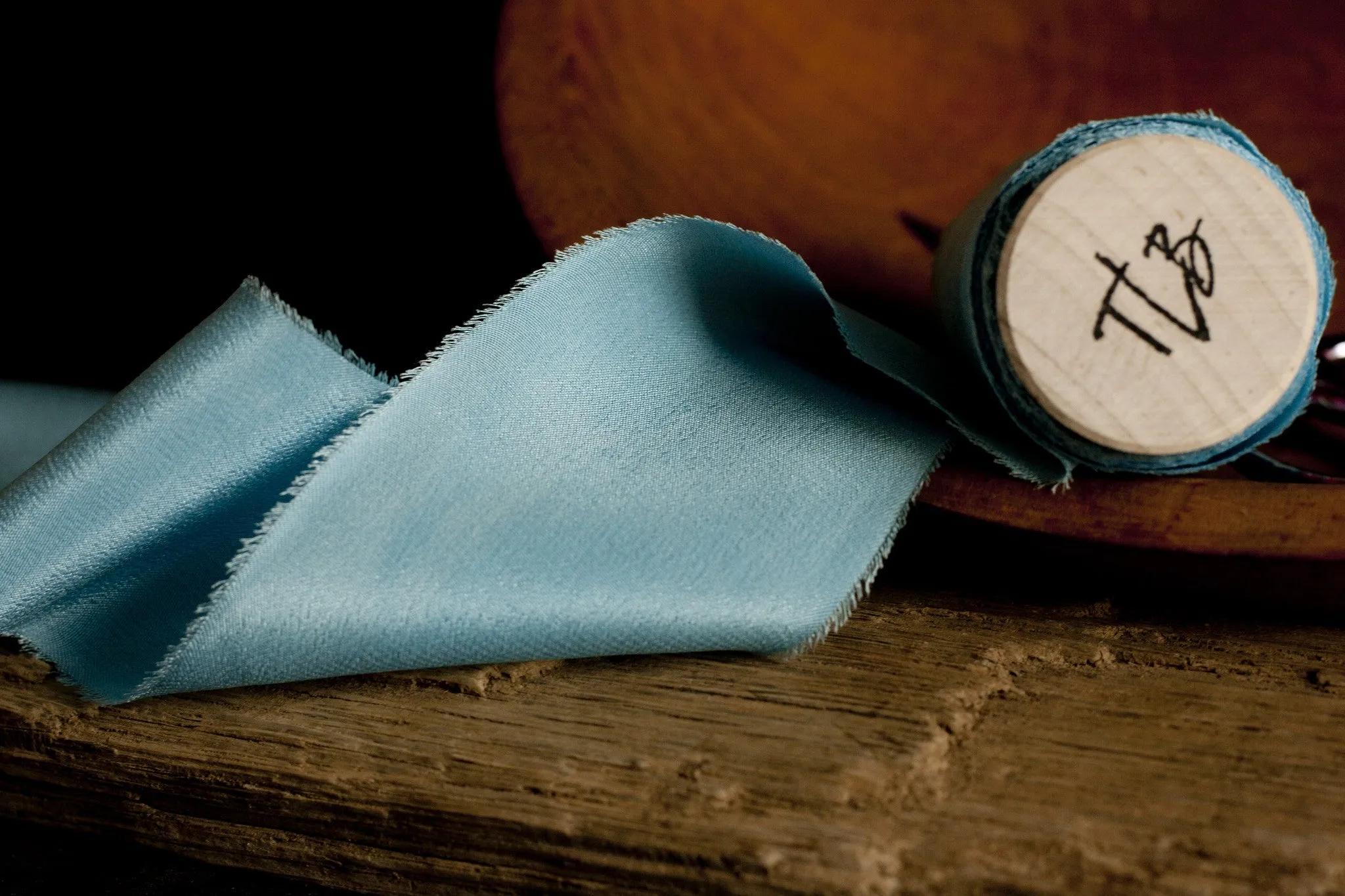 Blue Grotto Blue Silk Ribbon in Crepe de Chine *sale price