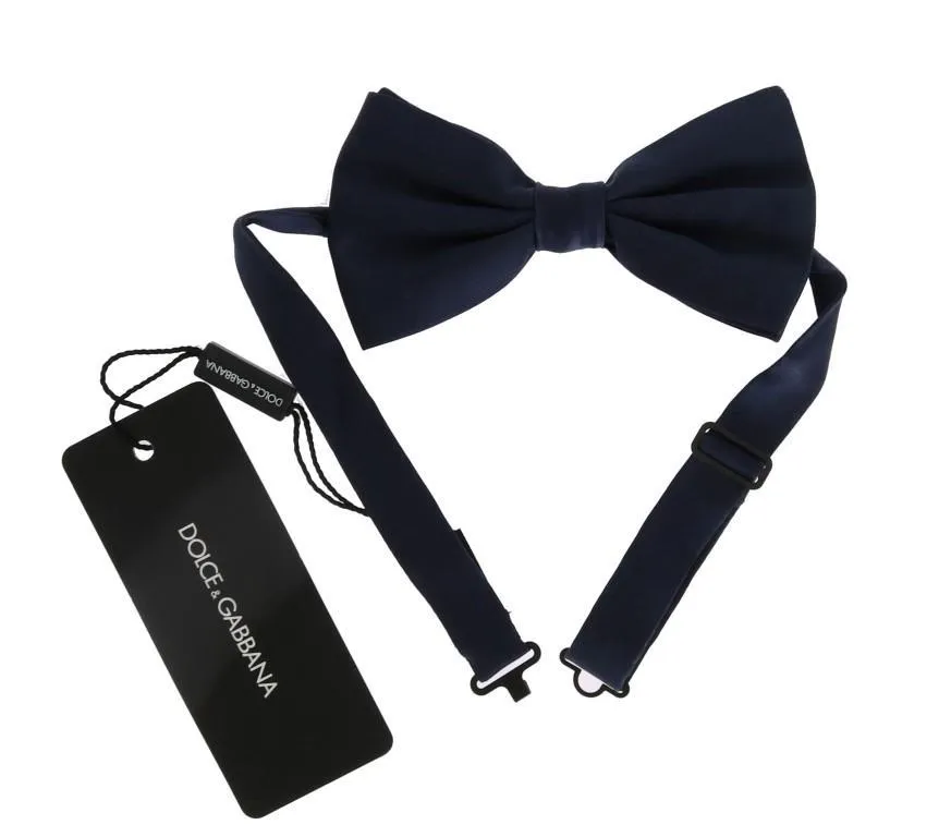 Blue Solid Silk Bowtie