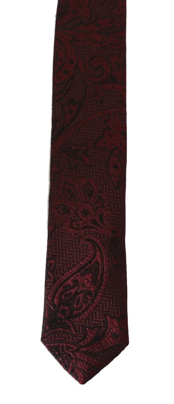 Bordeaux Silk Floral Slim Tie