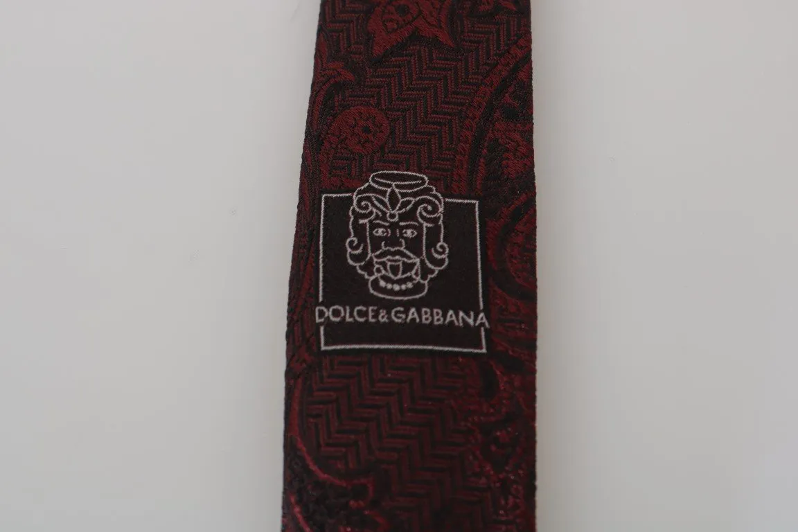 Bordeaux Silk Floral Slim Tie