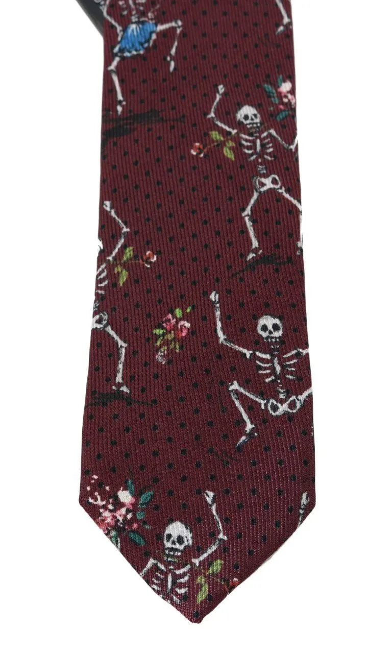 Bordeaux Silk Skeleton Classic Tie