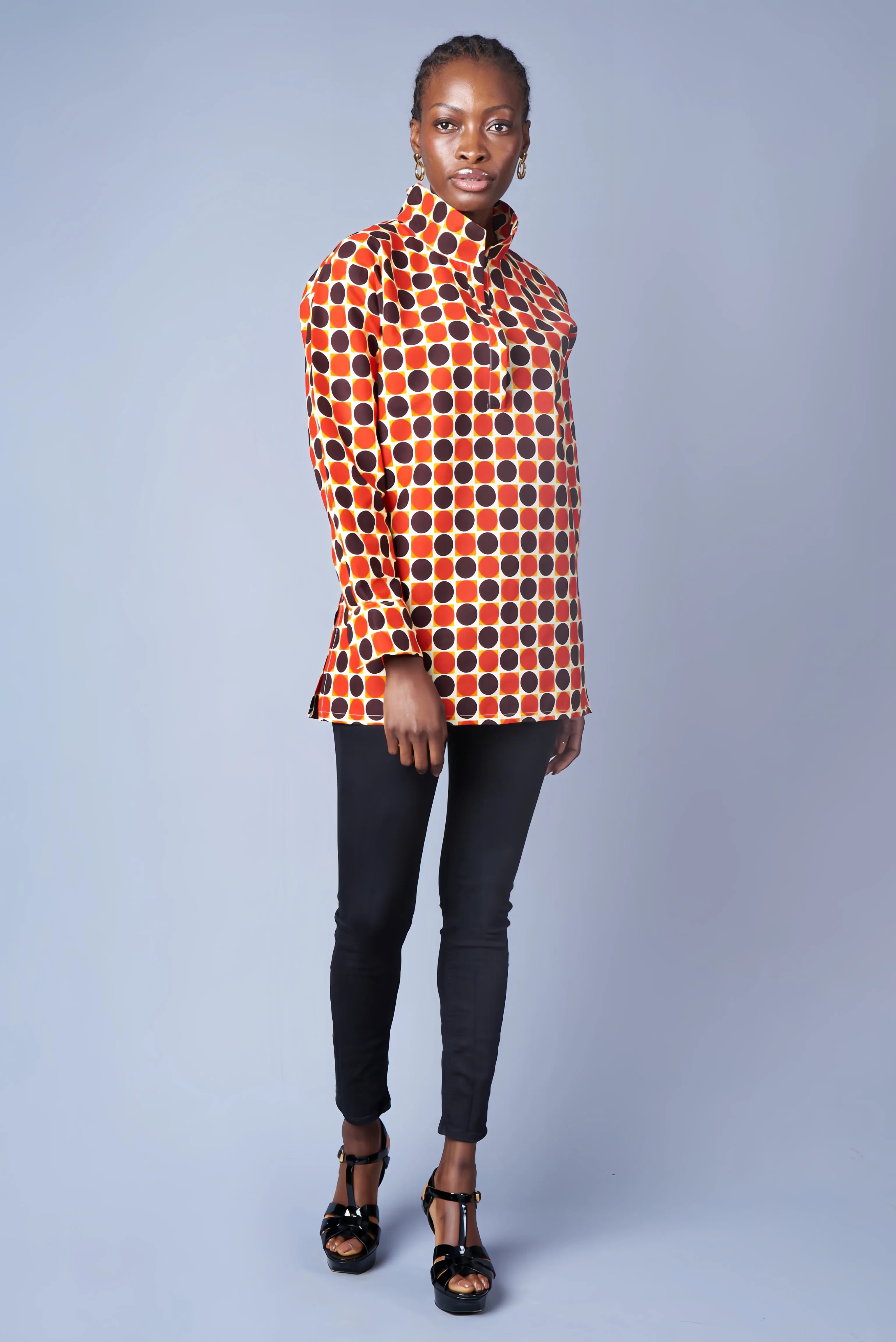 BOYFRIEND BLOUSE IN RED DOTS