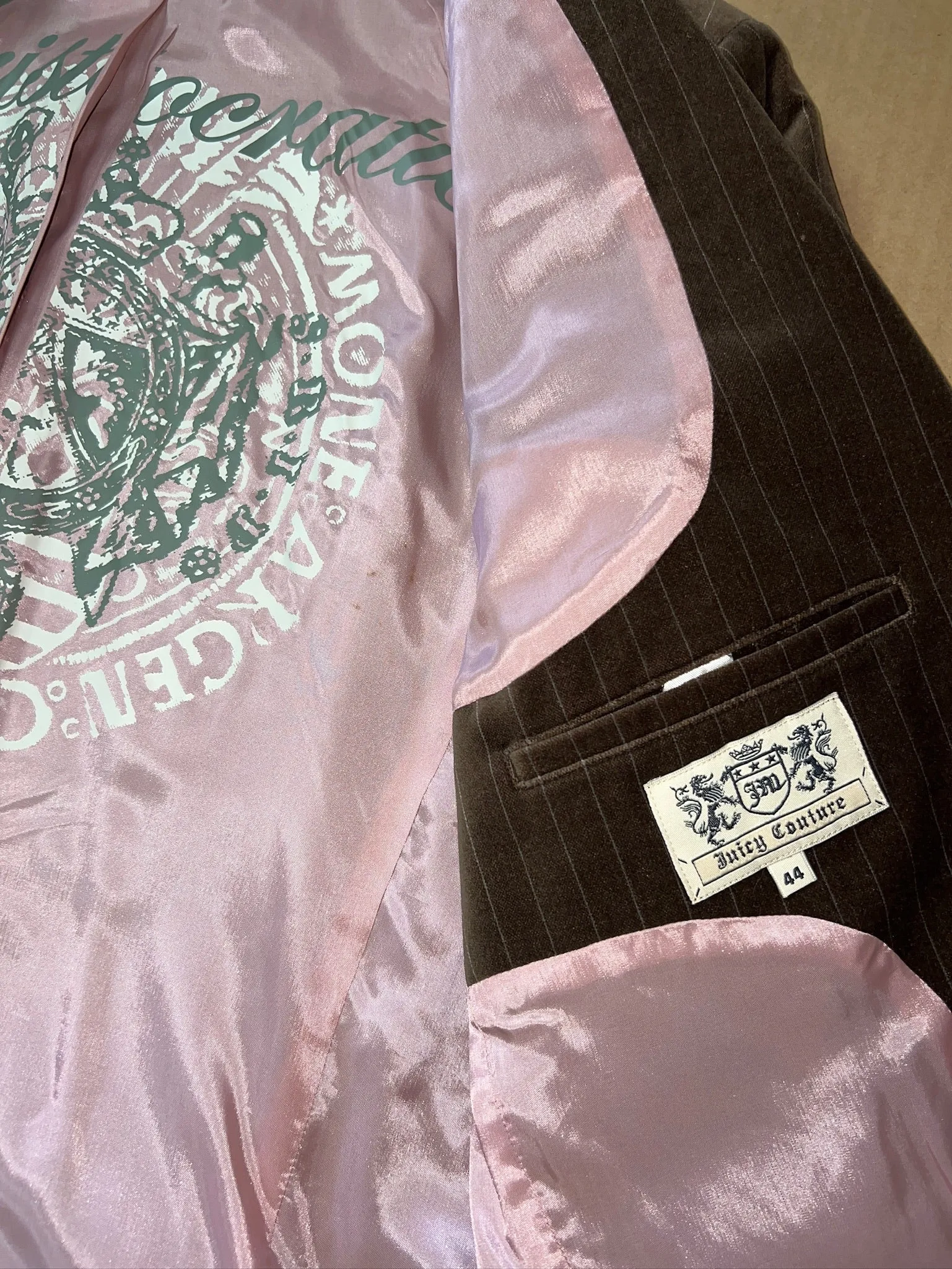 Brown Velvet Juicy Couture Pinstripe Blazer