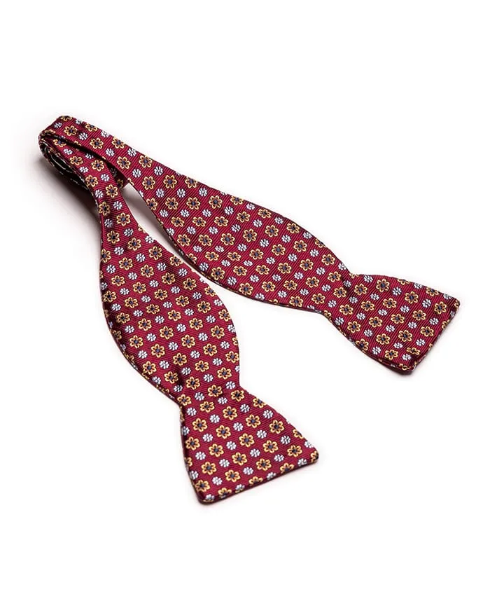 Burgundy Floral Medallion Bow Tie