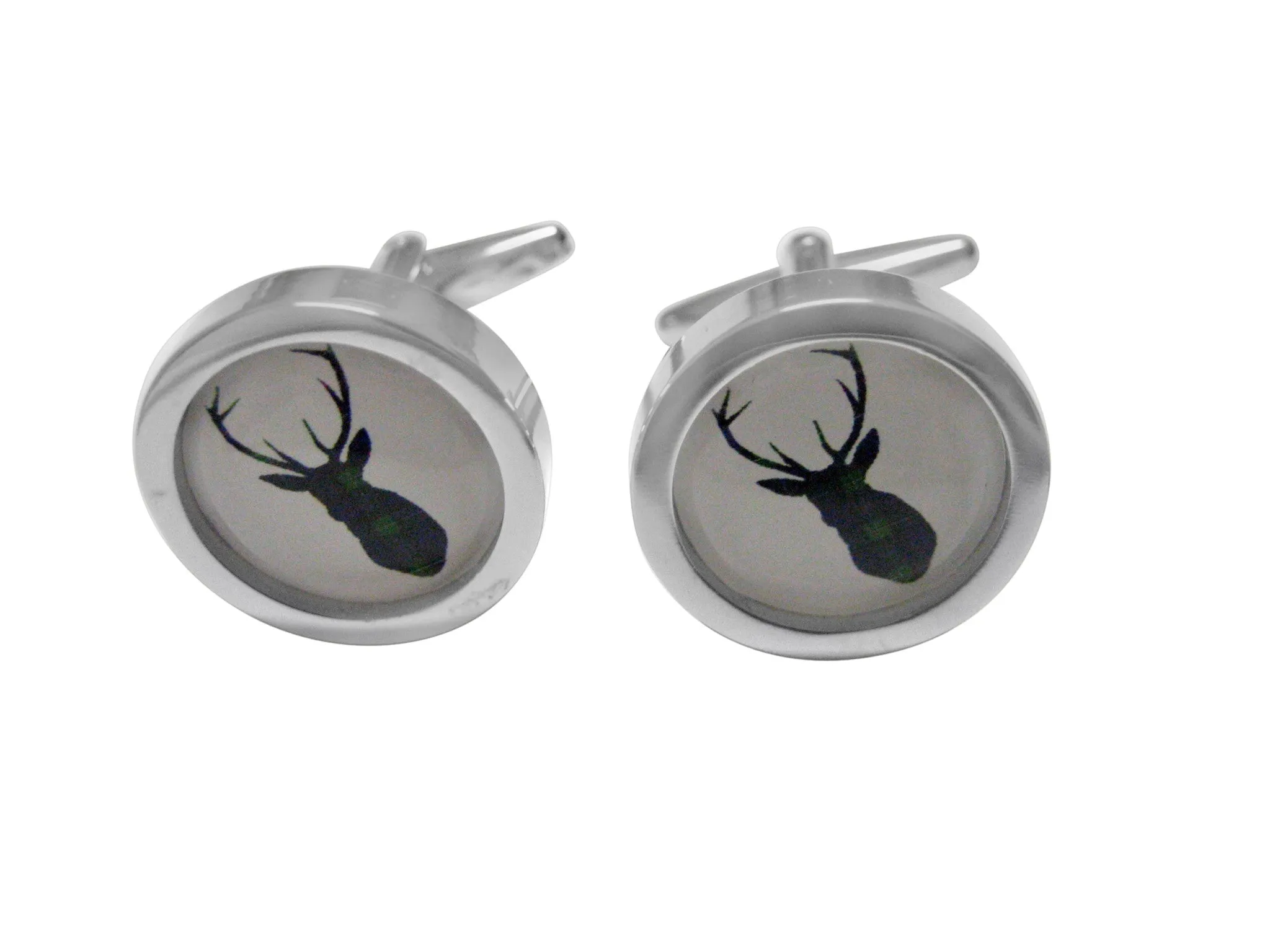 Circular Stag Deer Head Cufflinks