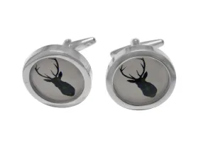 Circular Stag Deer Head Cufflinks