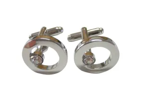 Clear Gem Circle Design Cufflinks