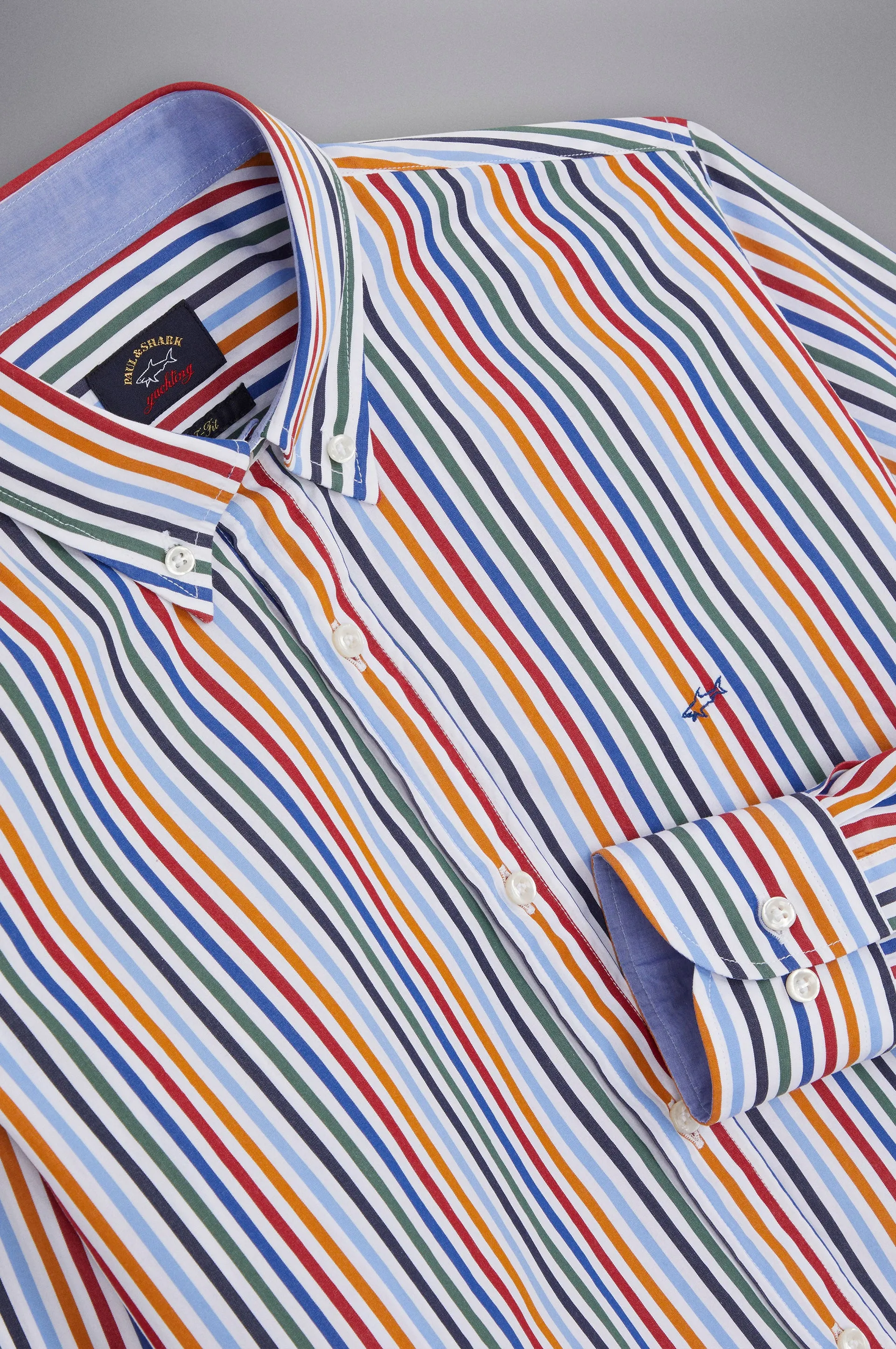 Cotton Poplin Multi Stripe Sport Shirt