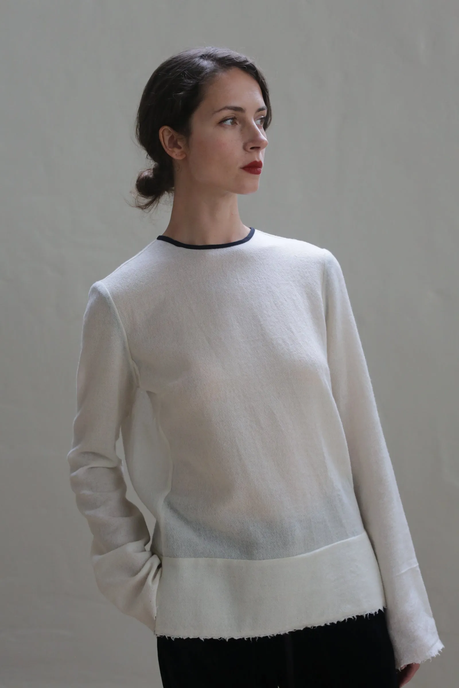 Crewneck shirt - Japanese Wool Gauze | Undyed
