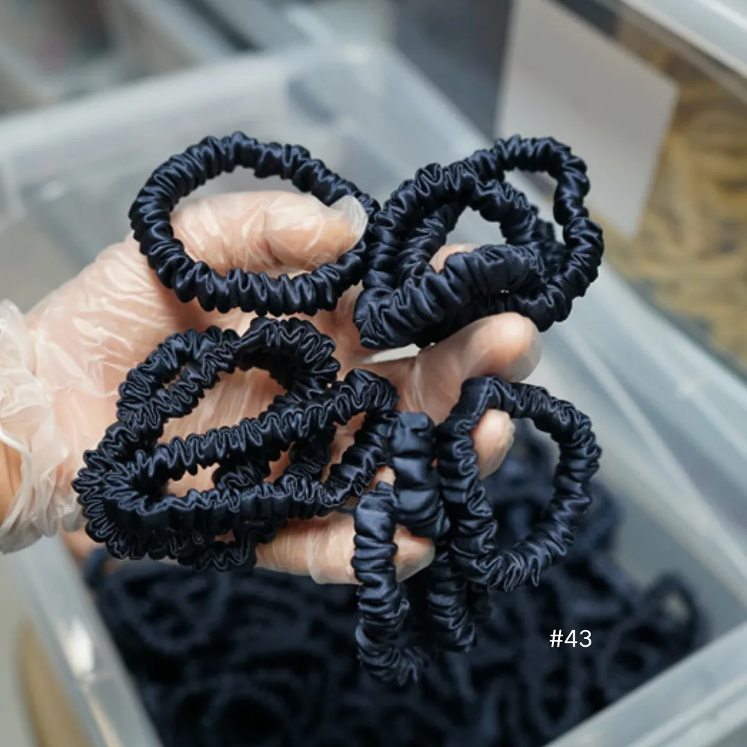Dark Blue silk scrunchies mini