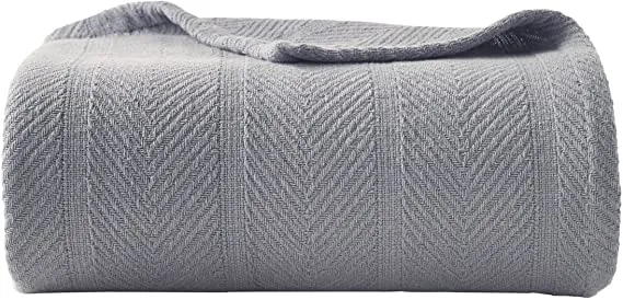 Eddie Bauer Herringbone Chrome Cotton Blanket King, Retails $76 