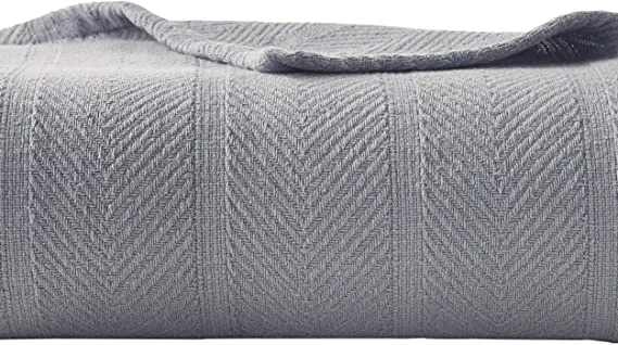 Eddie Bauer Herringbone Chrome Cotton Blanket King, Retails $76 
