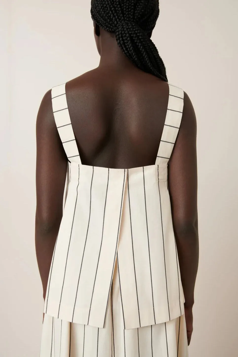 Elle Top, Greige Pinstripe