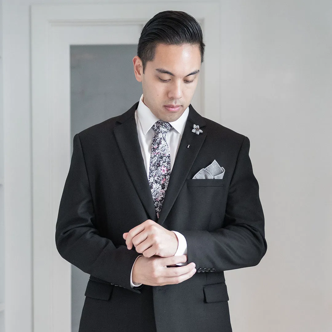 Floral Black Tie Set