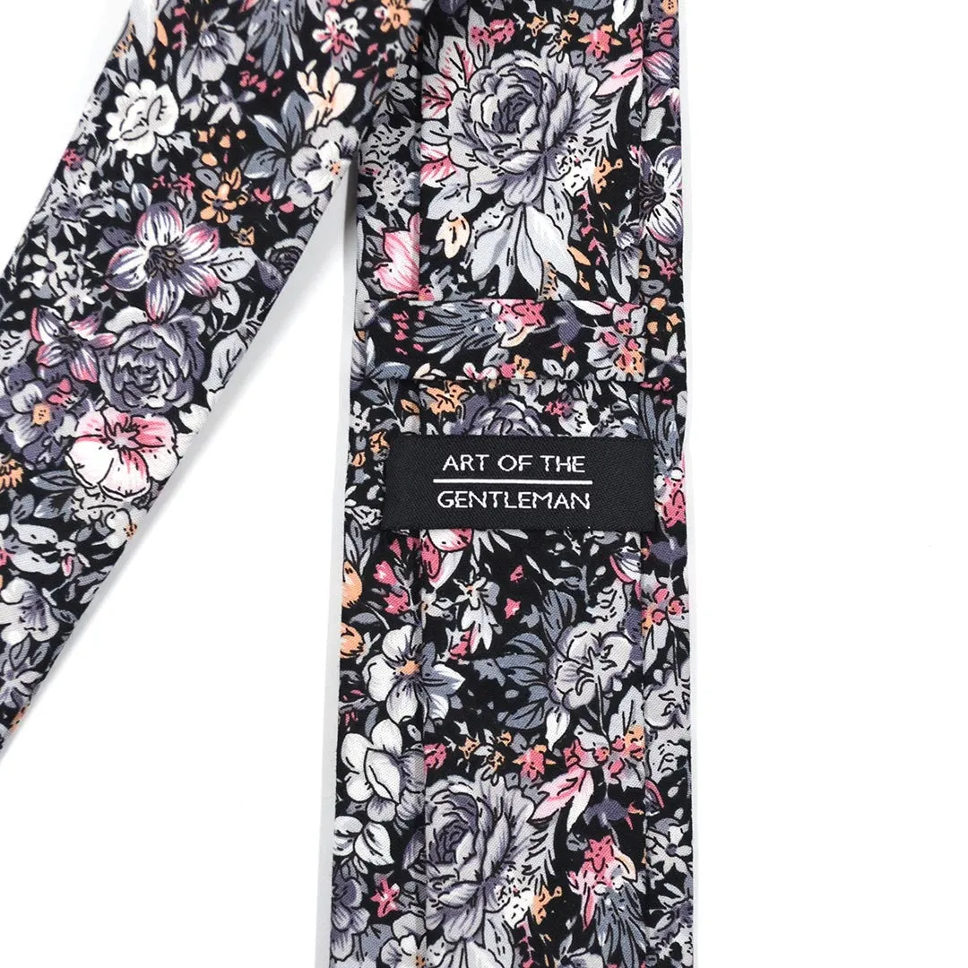 Floral Black Tie Set