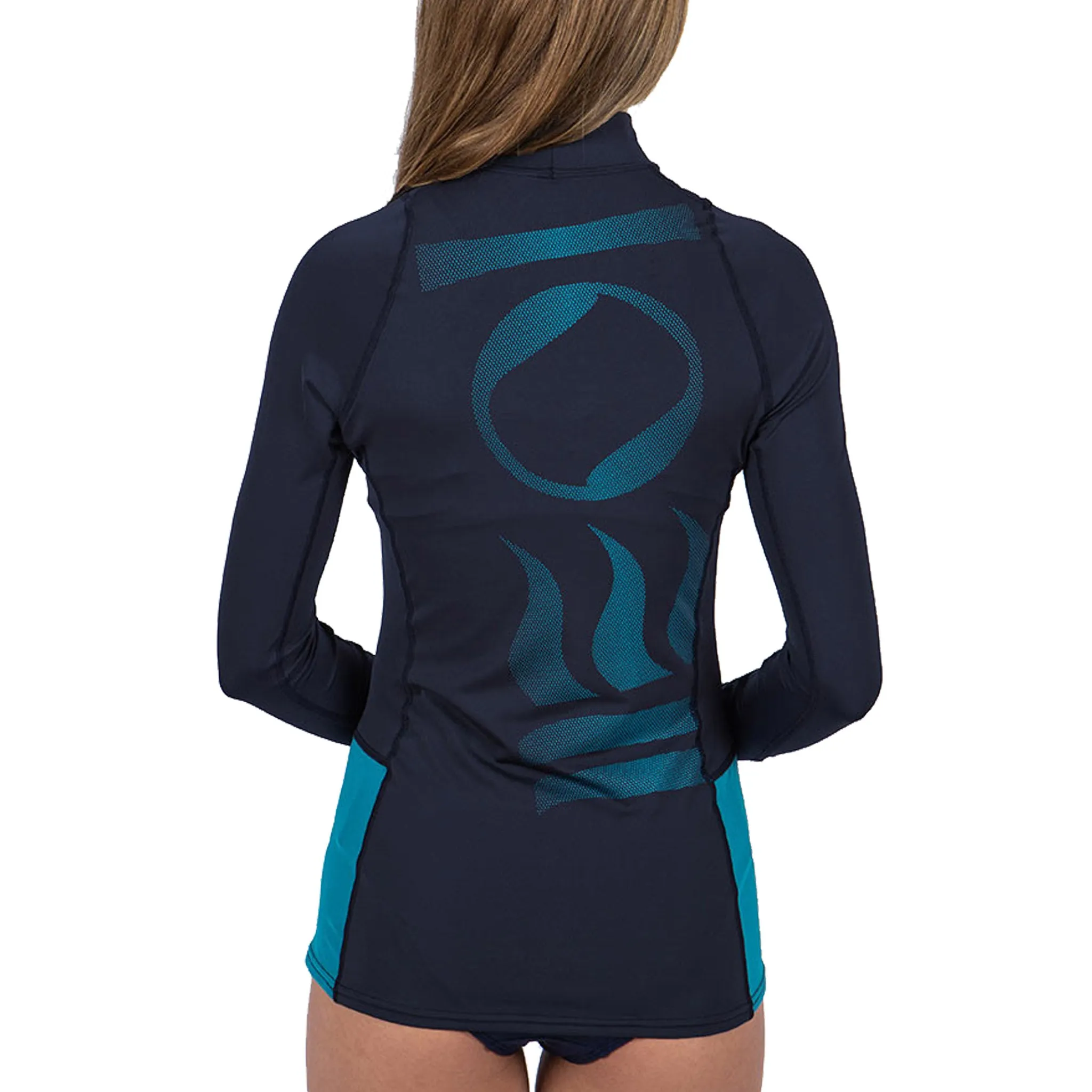 Fourth Element Women's Hydroskin Ocean Positive Long Sleeve Rash Guard Midnight Navy