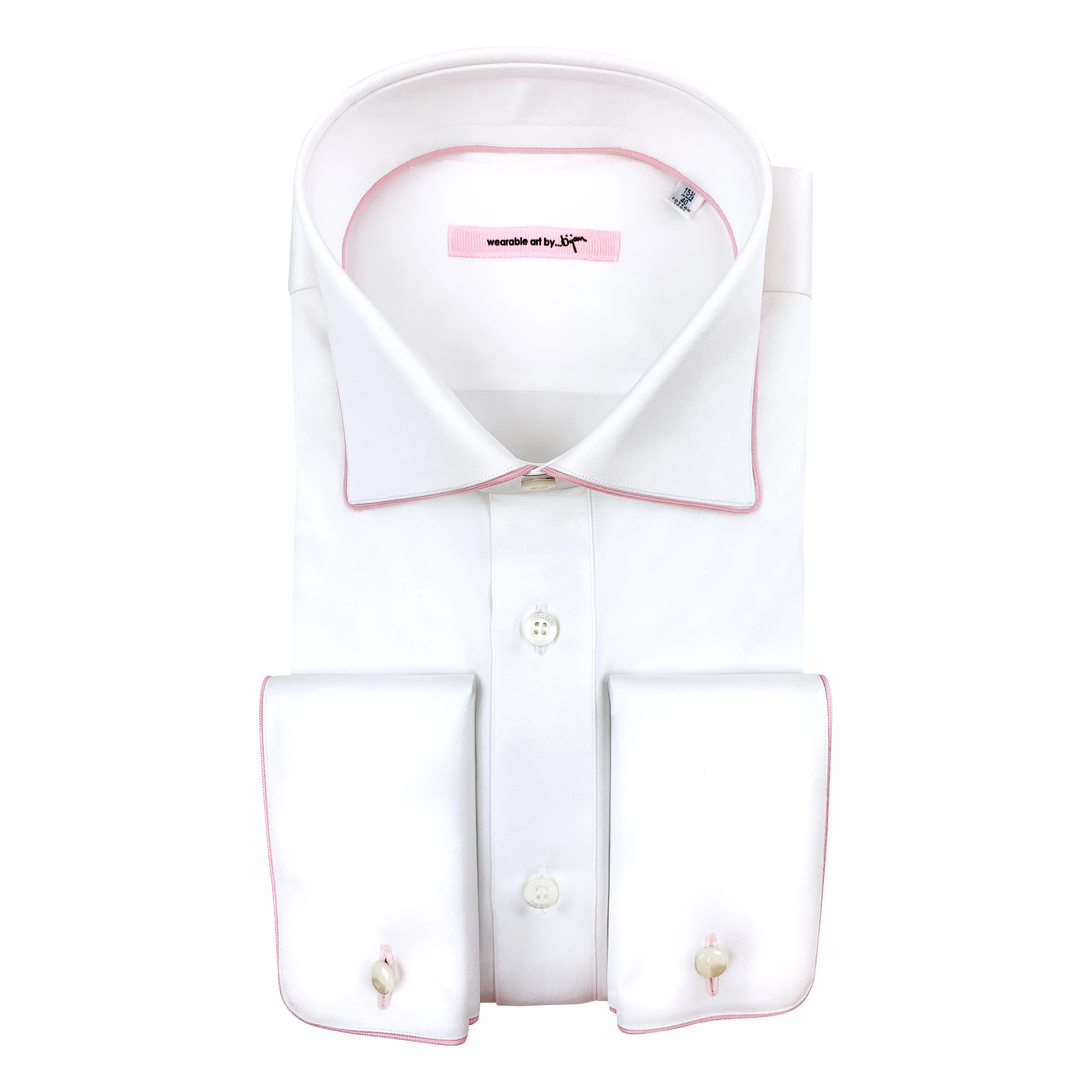 French Cuff Dress Shirt with Pink Piping Detail