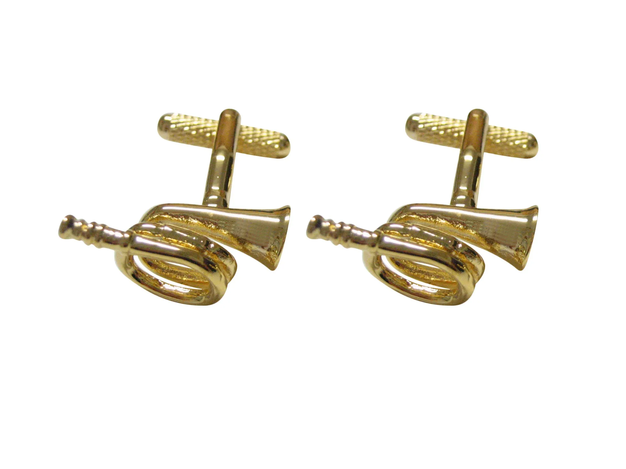 Gold Toned Musical Bugle Cufflinks