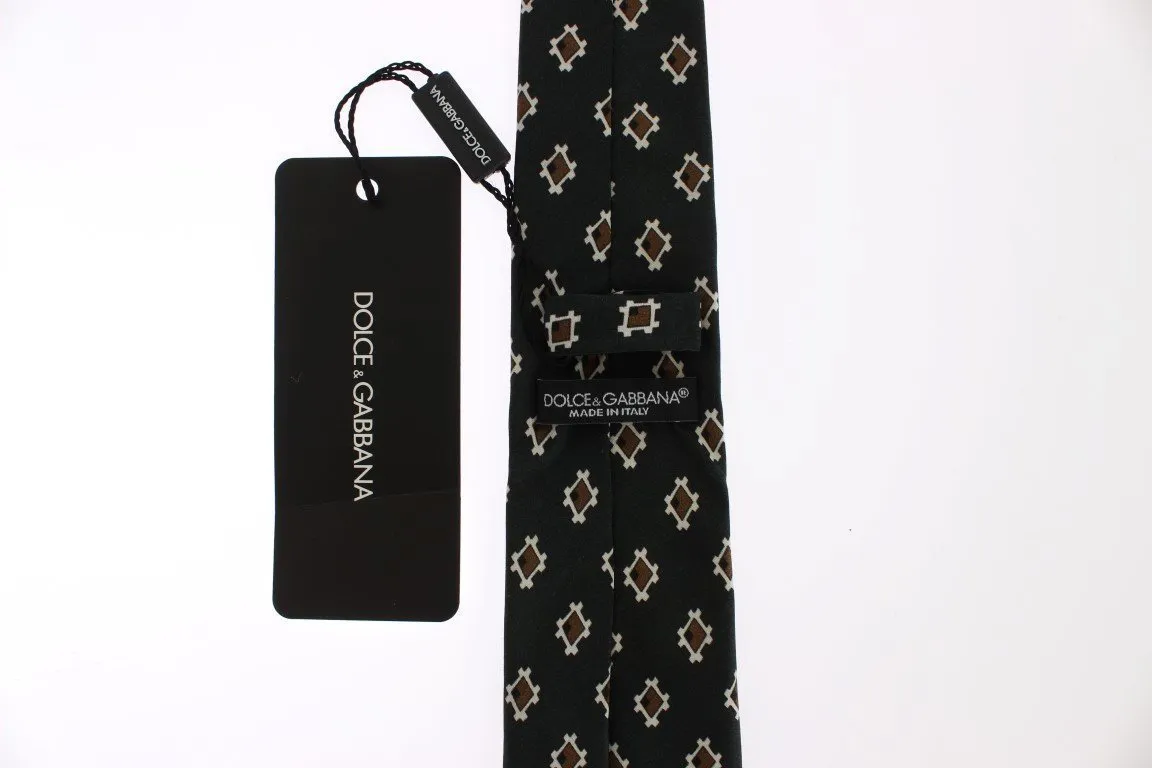 Green Baroque Cotton Silk Skinny Slim Tie