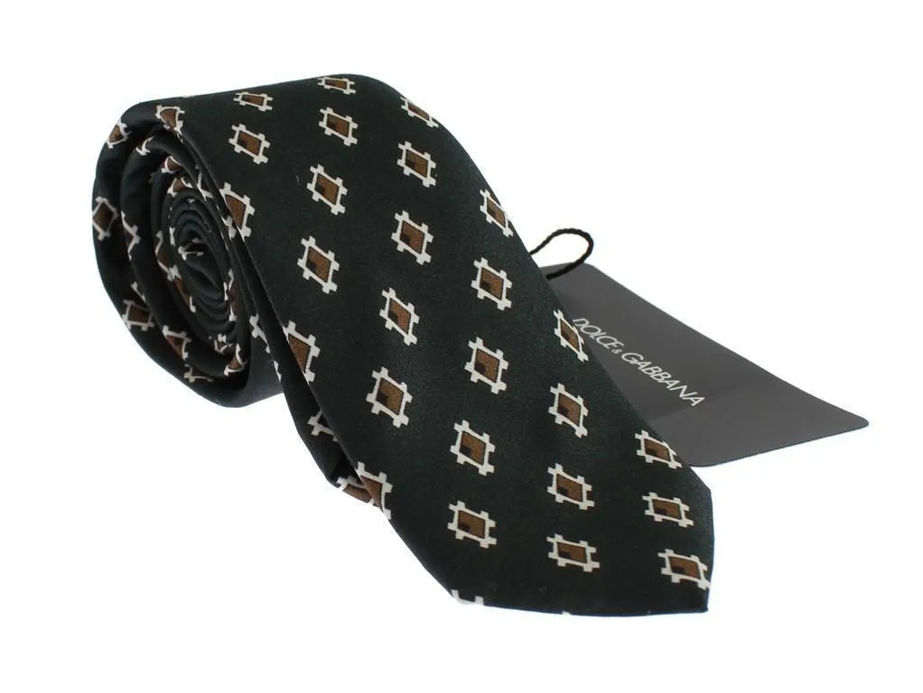 Green Baroque Cotton Silk Skinny Slim Tie