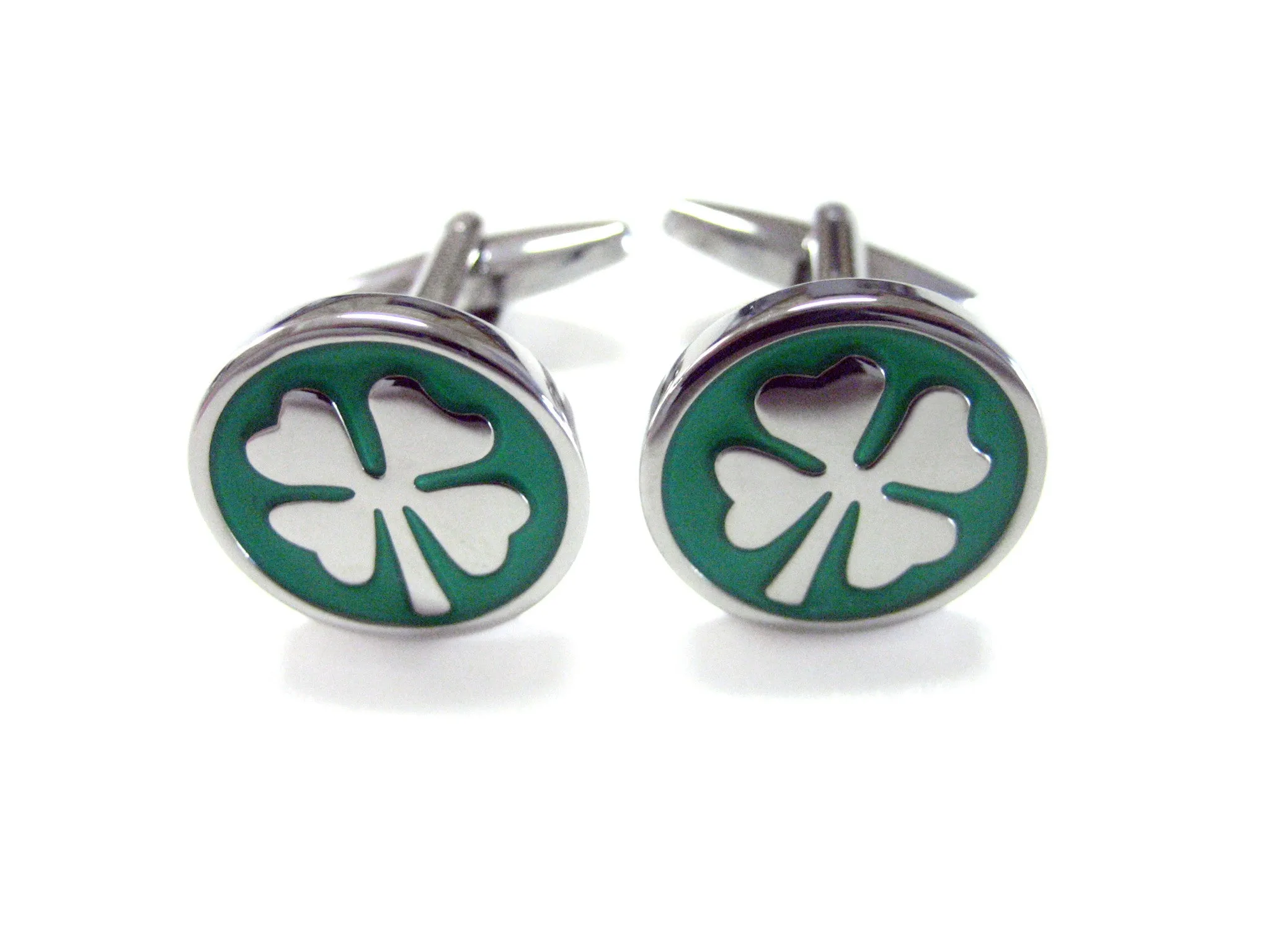 Green Four Leaf Clover Cufflinks