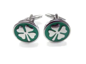 Green Four Leaf Clover Cufflinks