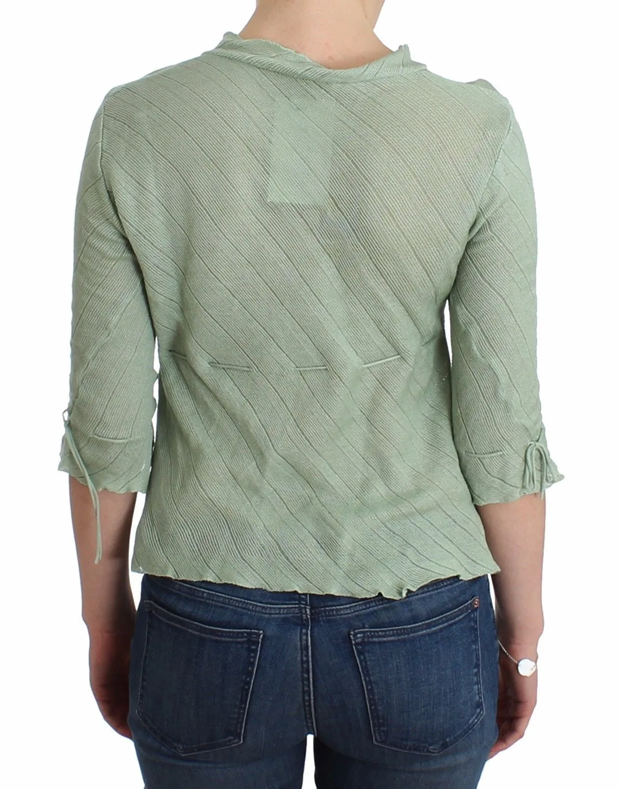 Green Lightweight Knit Sweater Top Blouse