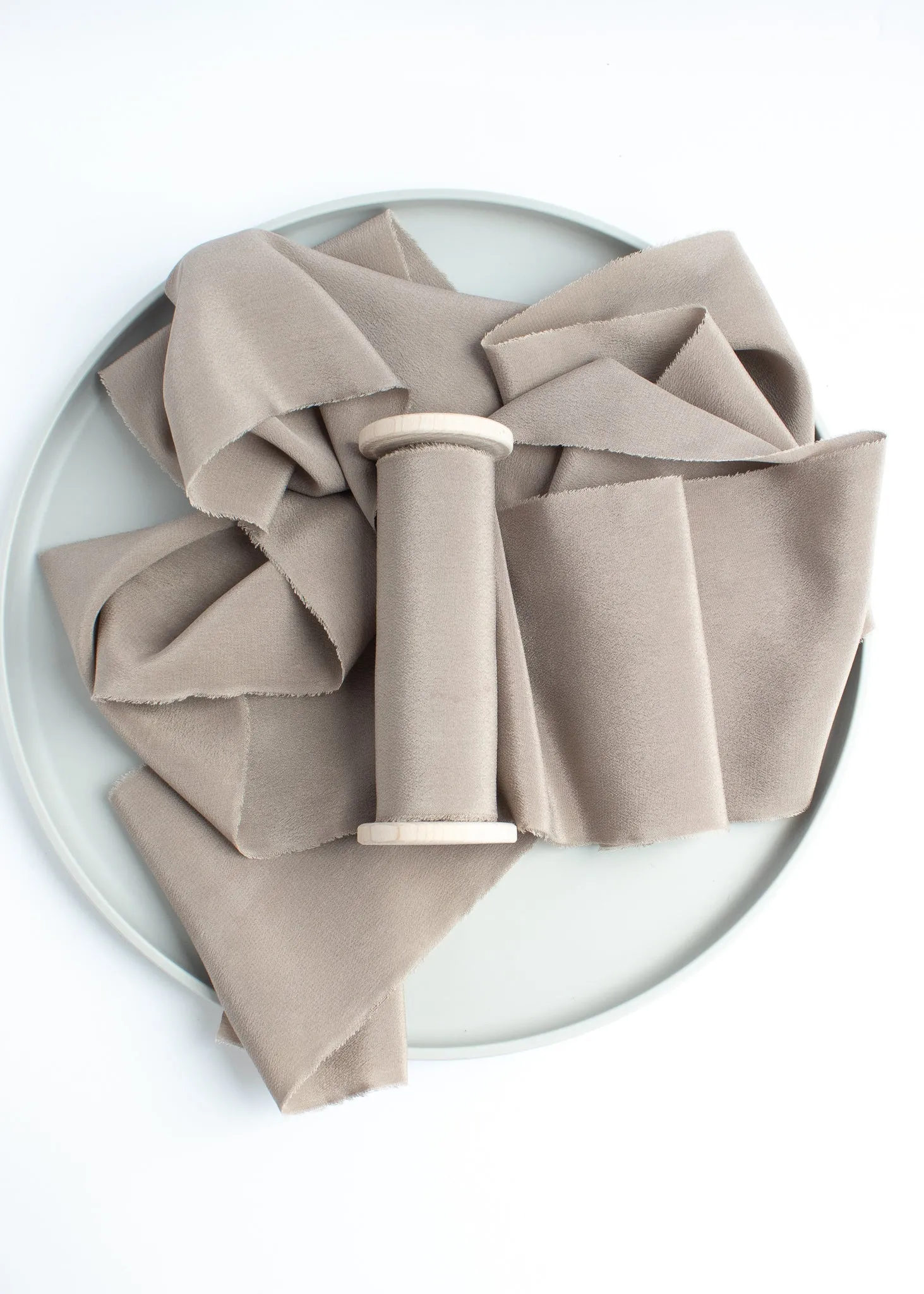 Greige Silk Ribbon in Crepe de Chine