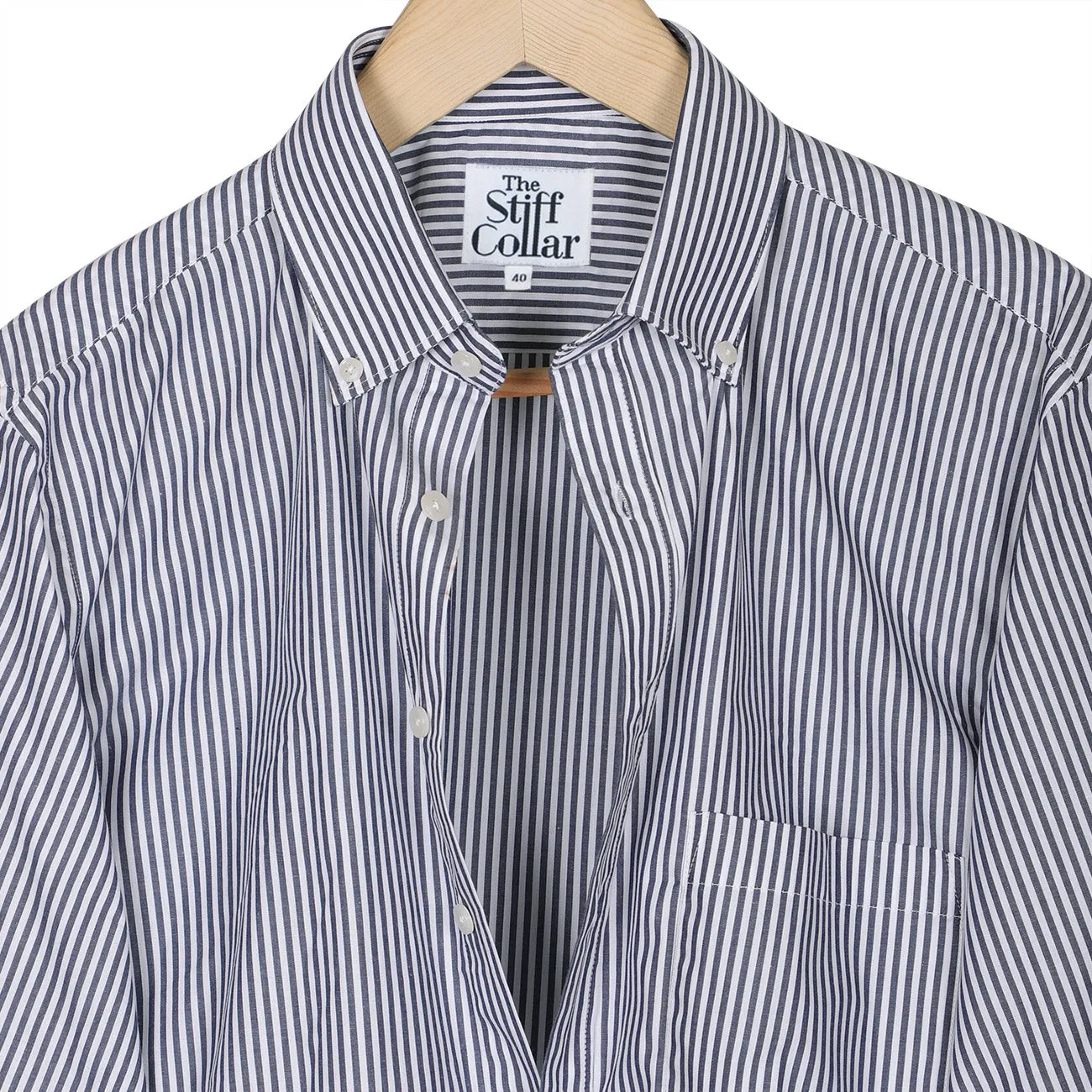 Gunmetal Grey Stripes Poplin Button Down Cotton Shirt