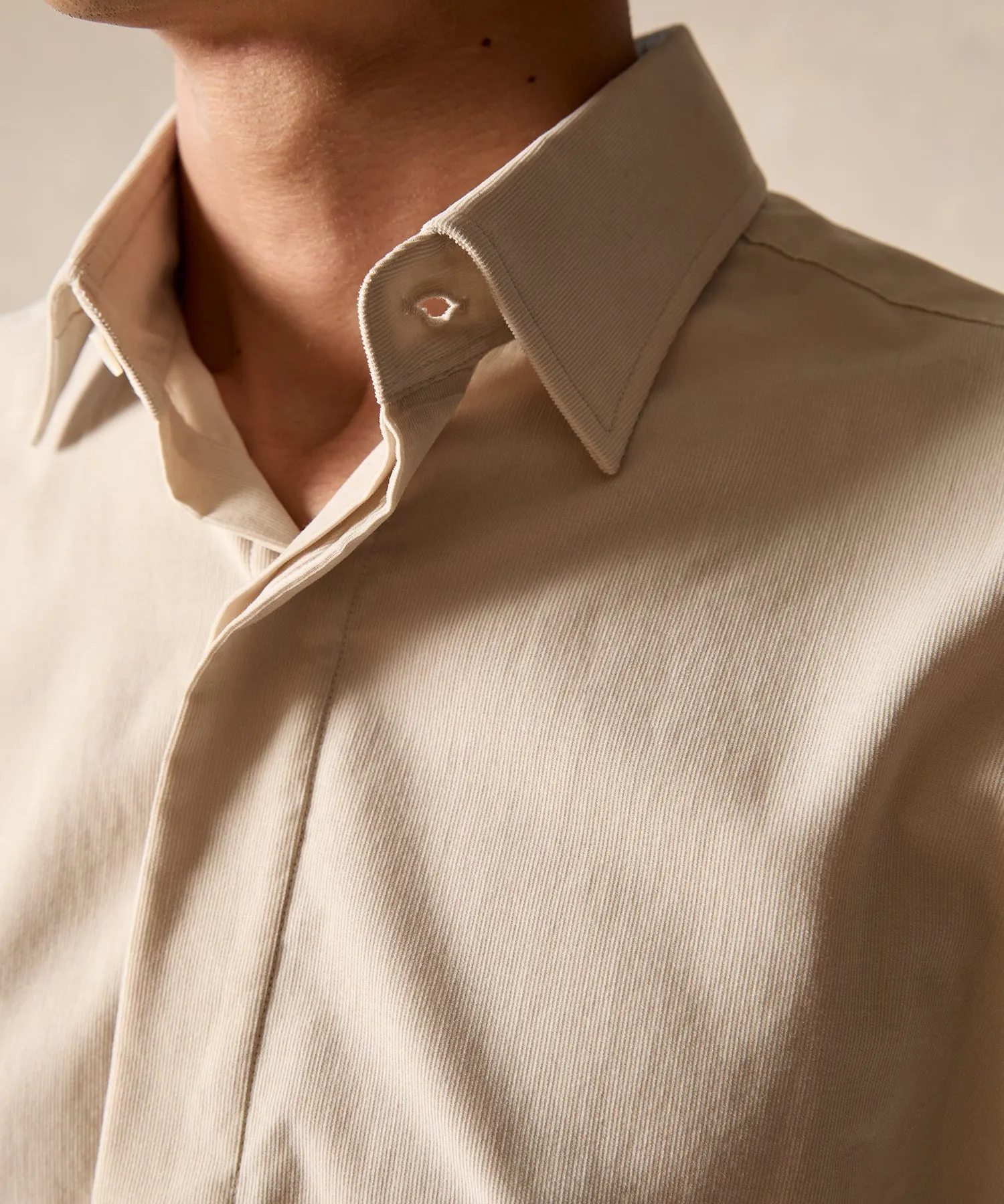 Hamilton   Todd Snyder Corduroy French Cuff Tuxedo Shirt in Stone