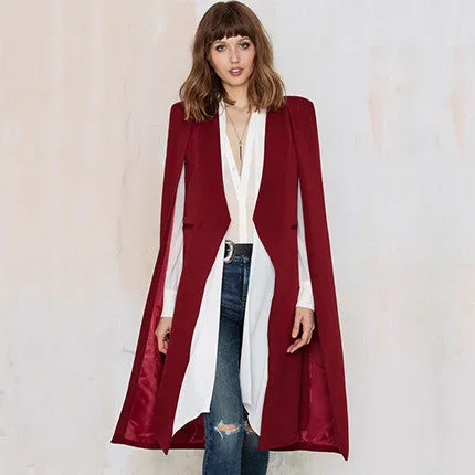 HDY Haoduoyi Autumn Fashion Women 3 Colors Open Stitch Cloak Trench Coats Outwears Poncho Coat